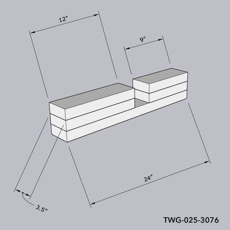 Stacker - (3) Boards 24” 12U Notched Tier #TWG-025-3076, tulsapacking.com